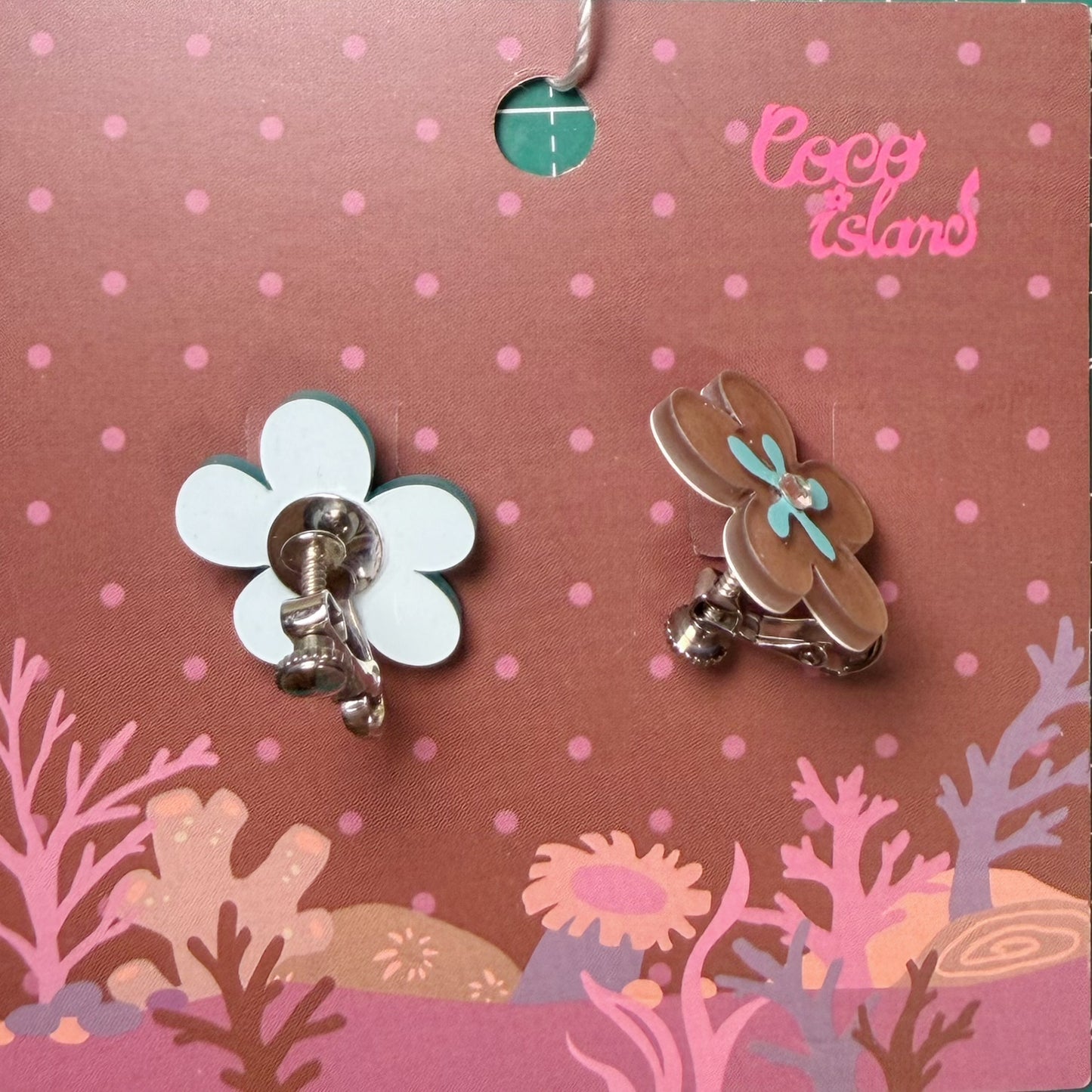 Mint Chocolate Cloud Flower Earrings