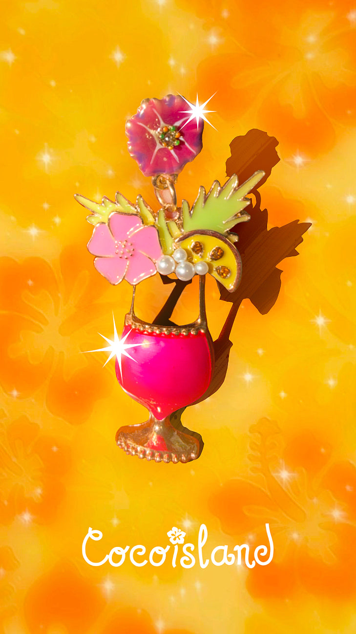 Vintage Style Plumeria Rhinestone Cocktail Drop Earrings