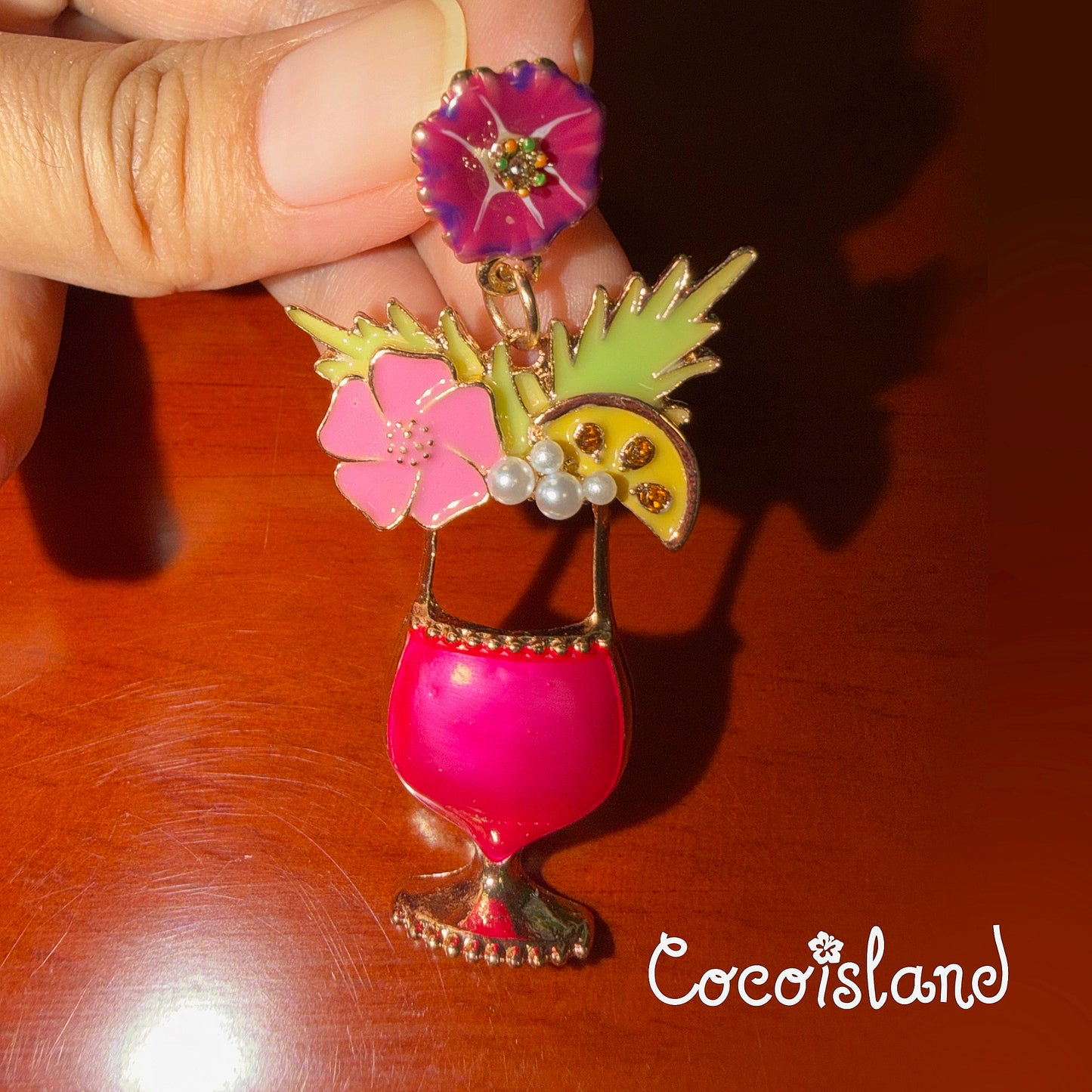 Vintage Style Plumeria Rhinestone Cocktail Drop Earrings
