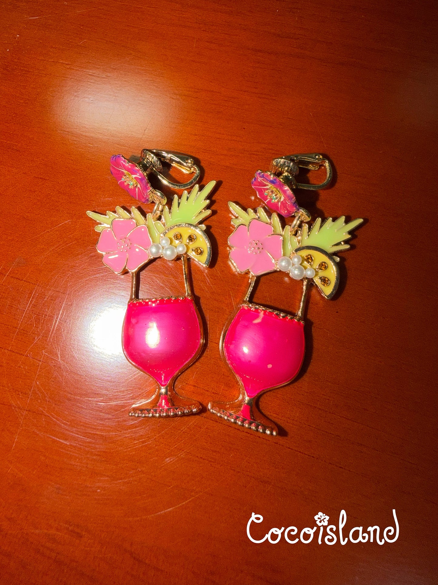Vintage Style Plumeria Rhinestone Cocktail Drop Earrings