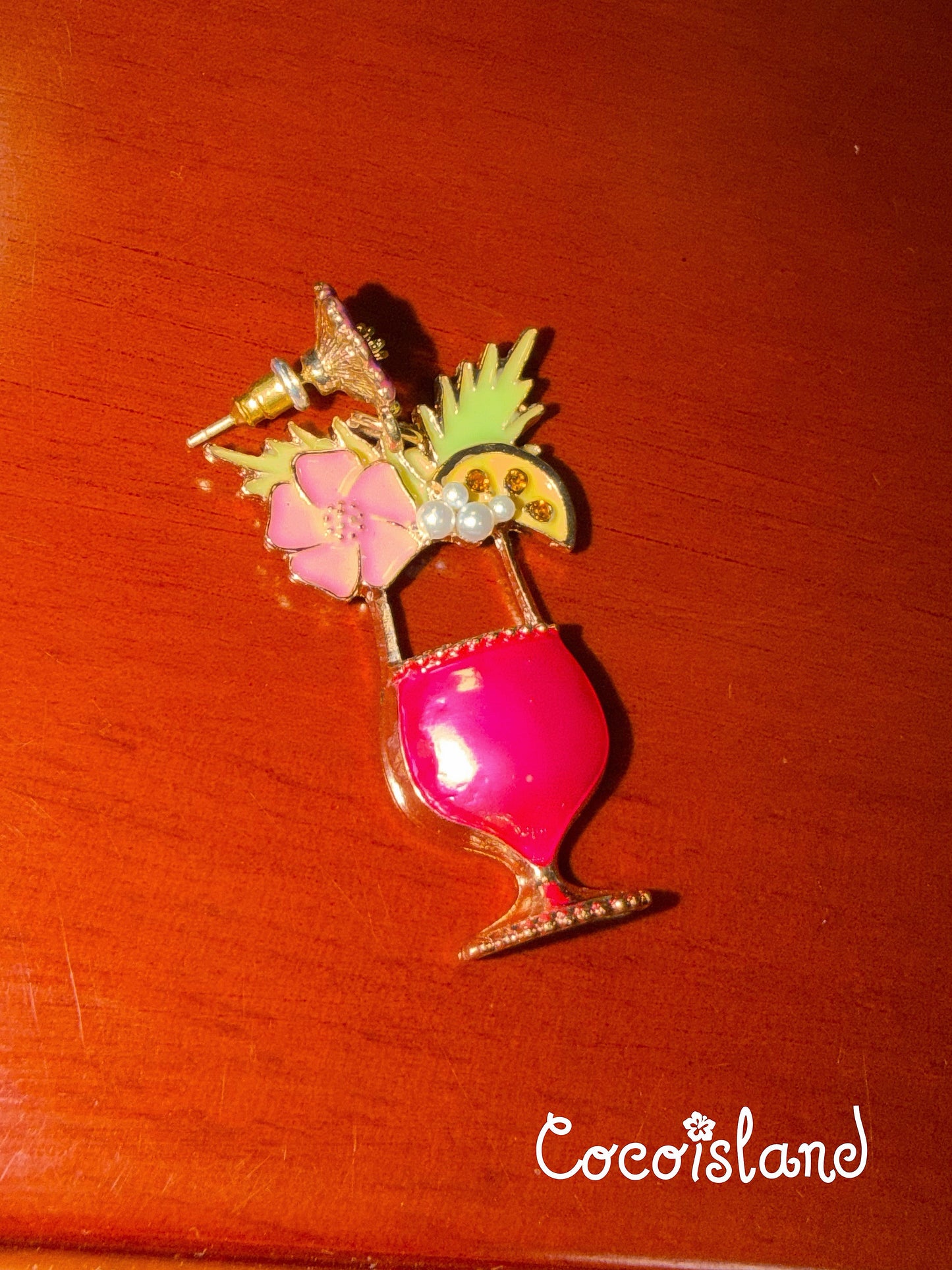 Vintage Style Plumeria Rhinestone Cocktail Drop Earrings