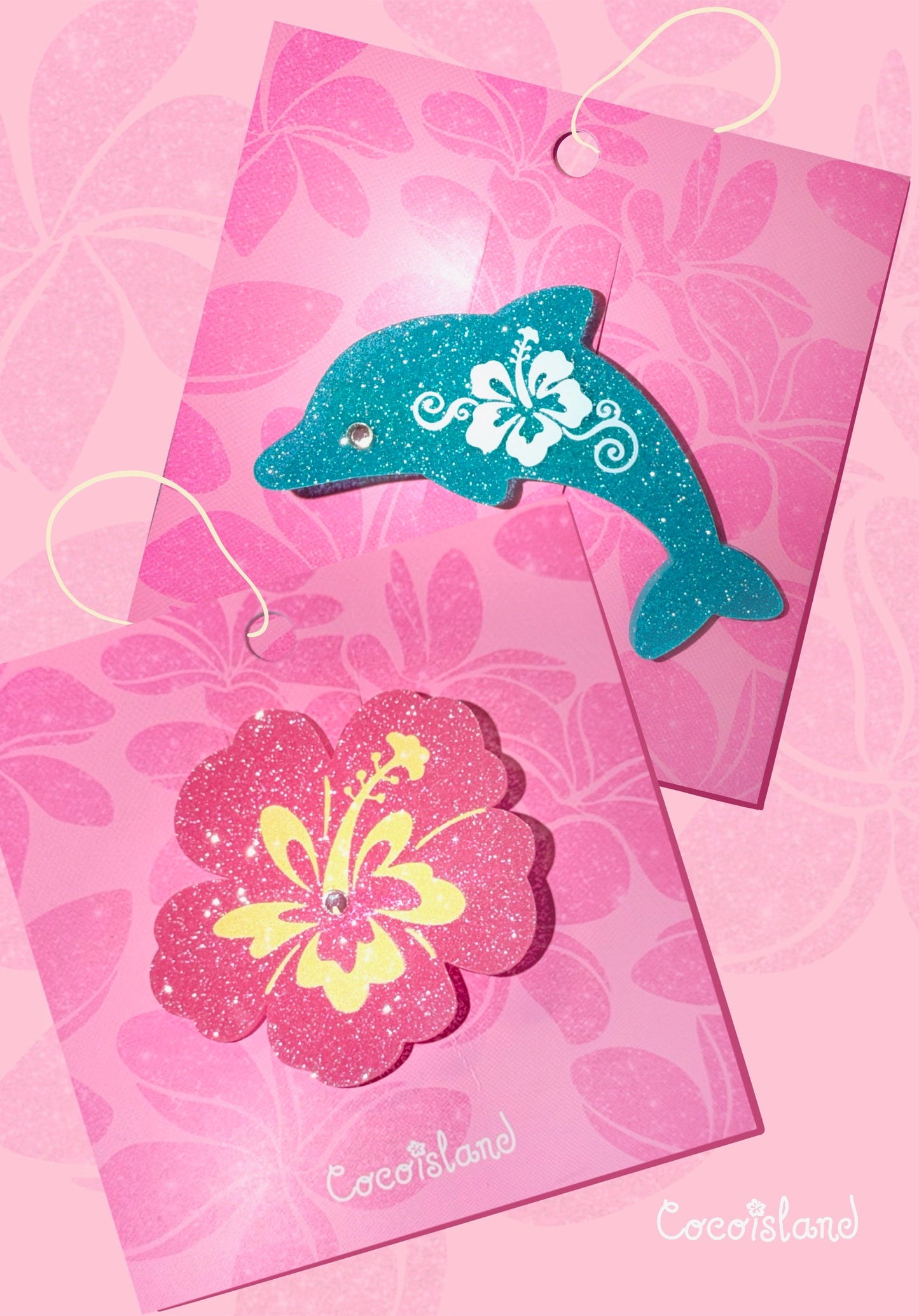 Dolphin & Hibiscus Rhinestone Hair Clip