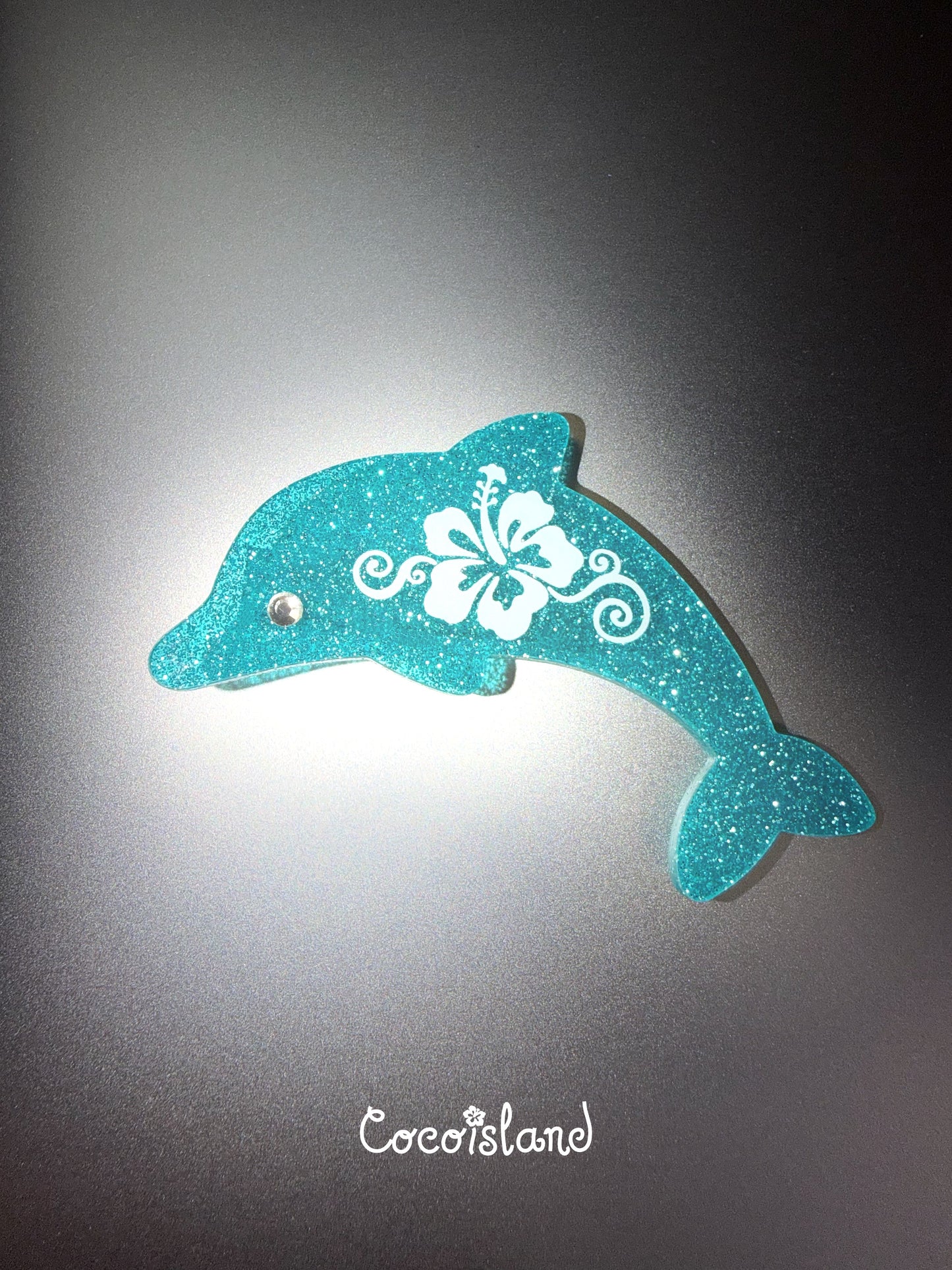 Dolphin & Hibiscus Rhinestone Hair Clip