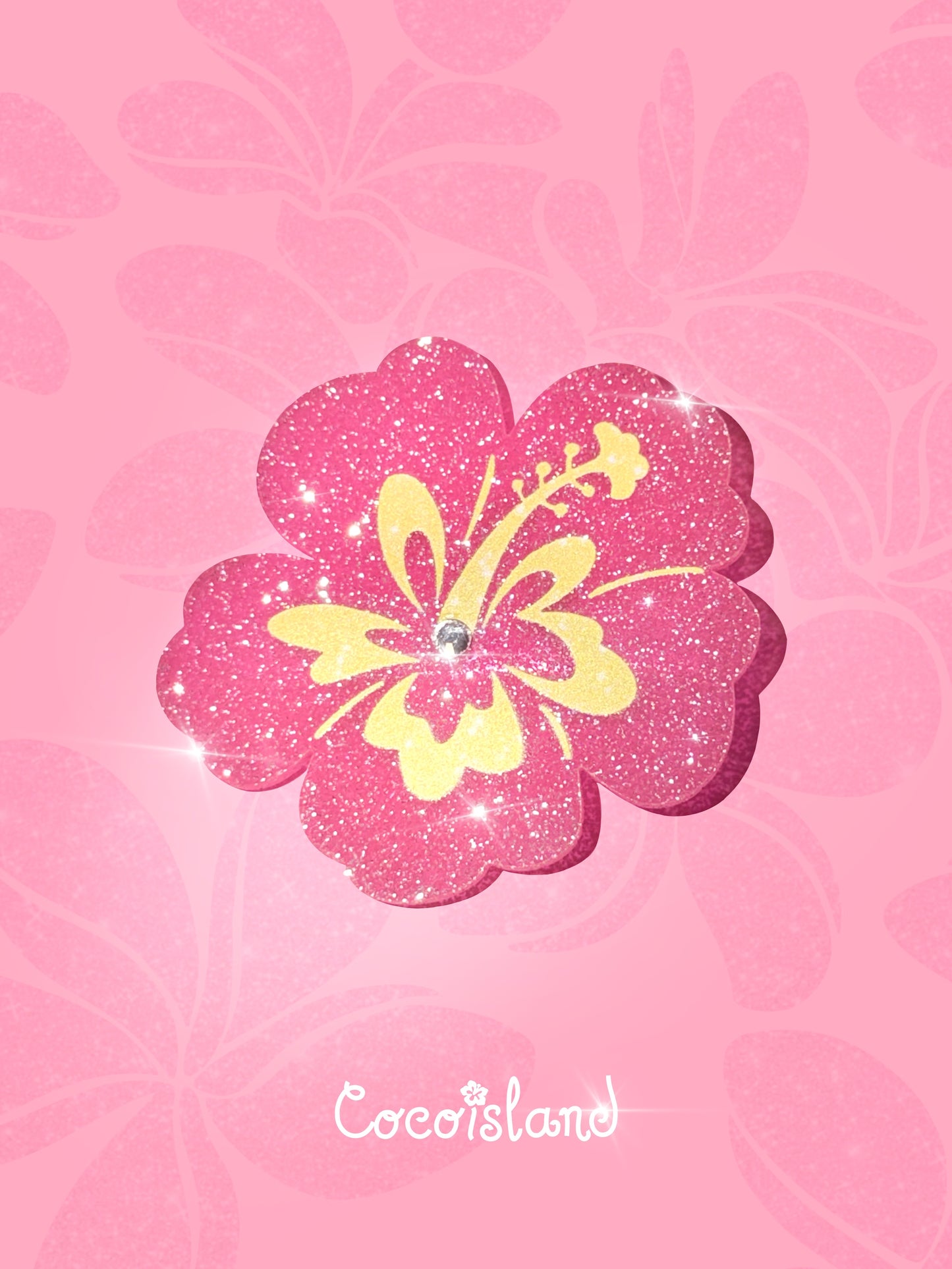 Dolphin & Hibiscus Rhinestone Hair Clip