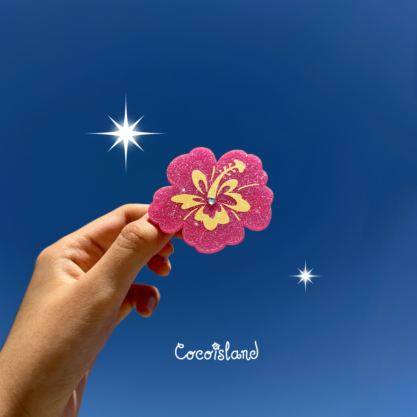 Dolphin & Hibiscus Rhinestone Hair Clip