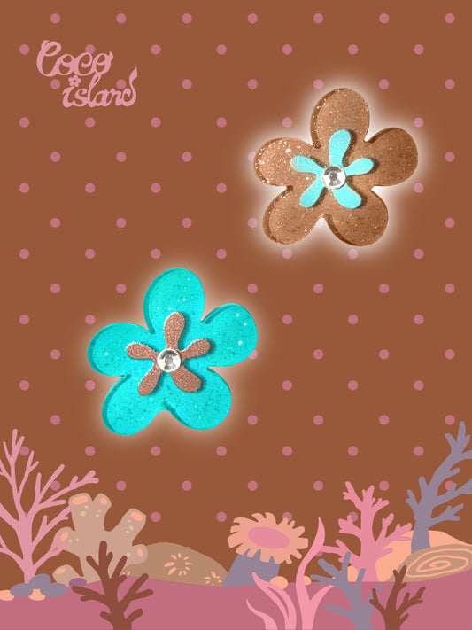 Mint Chocolate Cloud Flower Earrings