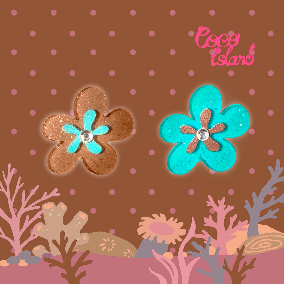 Mint Chocolate Cloud Flower Earrings