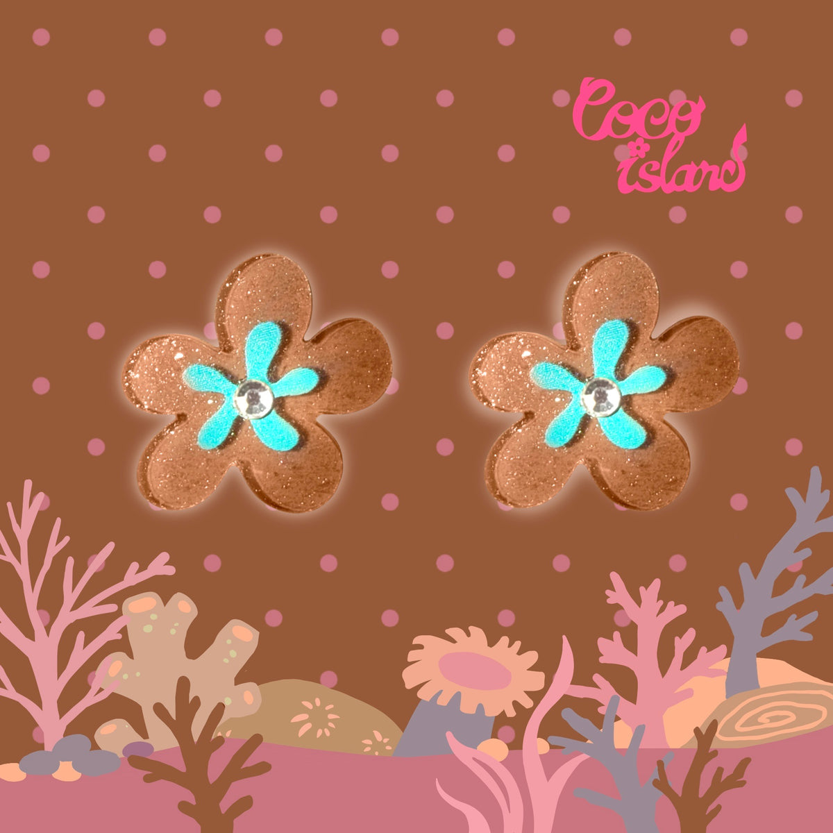 Mint Chocolate Cloud Flower Earrings