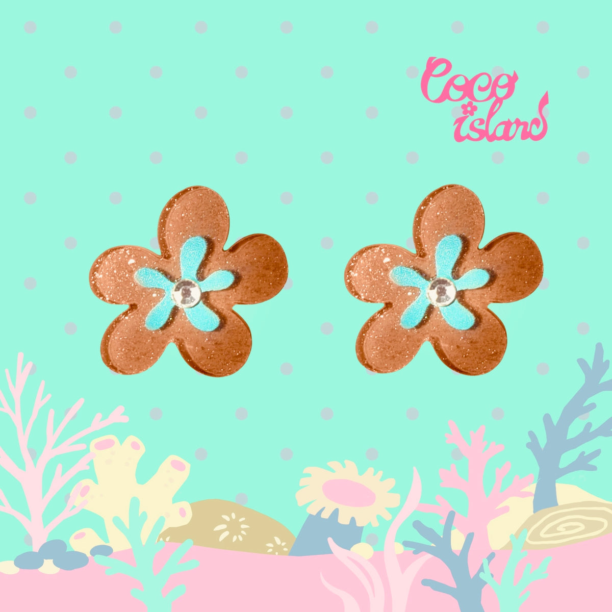 Mint Chocolate Cloud Flower Earrings