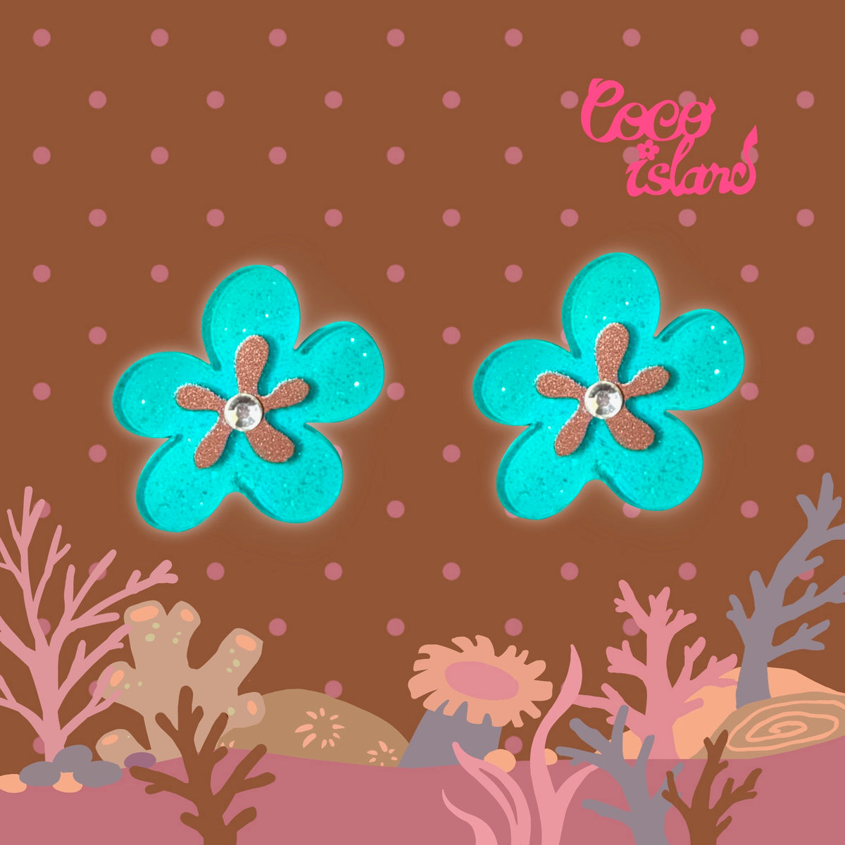 Mint Chocolate Cloud Flower Earrings